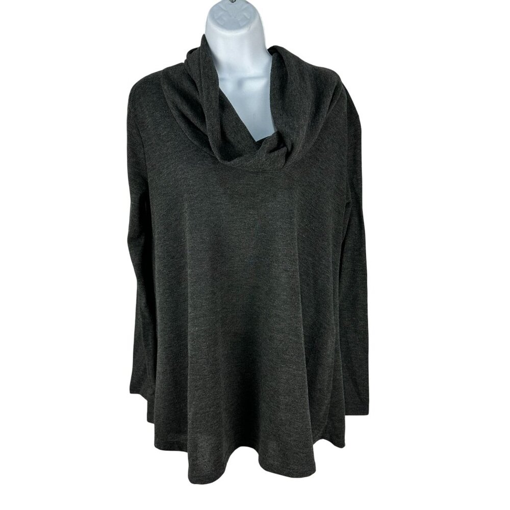 Fascination Womens Cowl Neck Long Sleeve Top Size M Gray